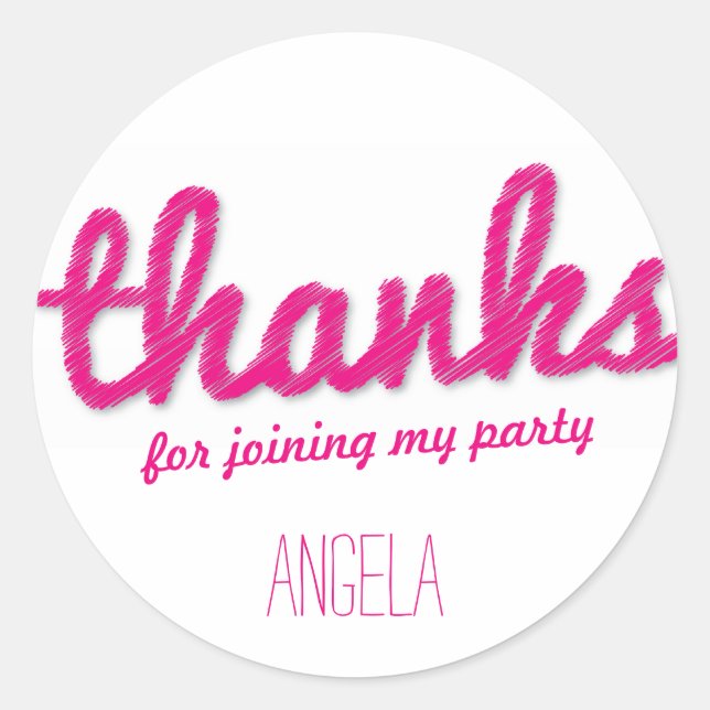 Gros croquis Stickers Fille Merci Anniversaire (Devant)