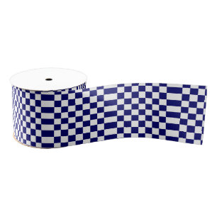 Gros-grain à damiers ruban Grosgrain large de 3 po Marine et 