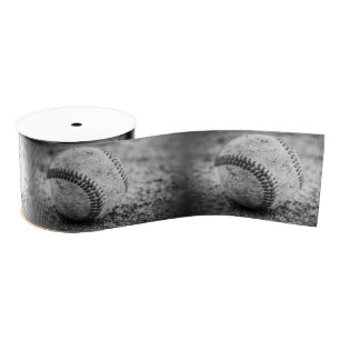 Gros-grain Baseball en noir et blanc 3" de ruban de grain bru