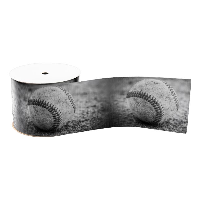 Gros-grain Baseball en noir et blanc 3" de ruban de grain bru (Bobine)