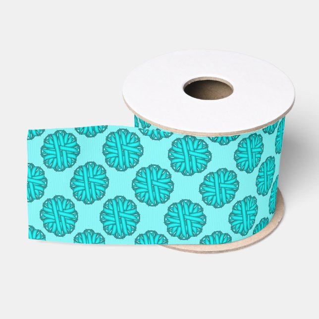 Gros-grain Bleu/Fleur Turquoise Ruban par Kenneth Yoncich (Bobine)