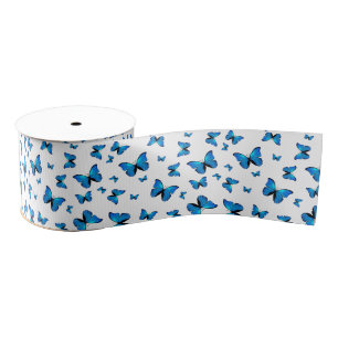 Gros-grain Bleu papillon groseille ruban