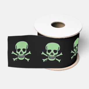 Gros-grain Boule de ruban noir crâne vert