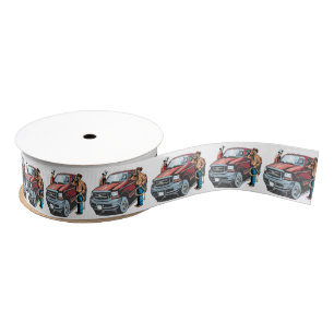 Gros-grain Camion floral de cowboys de ruban de cadeau de