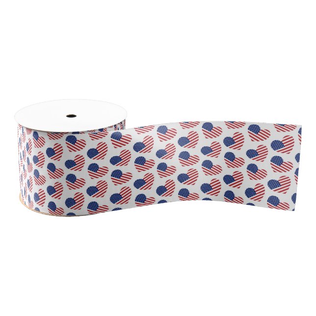Gros-grain Coeurs patriotiques Ruban Grosgrain (Bobine)