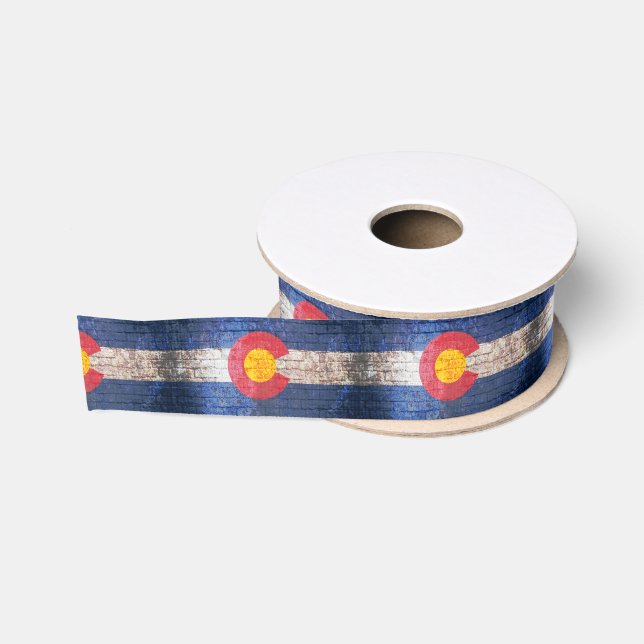 Gros-grain Colorado drapeau grunge mur motif ruban (Bobine)
