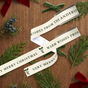Gros-grain Grandmillennial Ruban Vert Très Joyeux Noël
