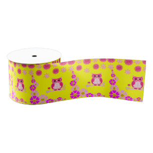 Gros-grain hibou rose ruban décoratif