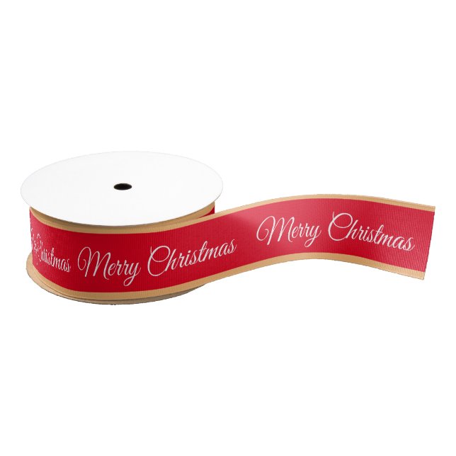 Gros-grain Joyeux Noël et bonbons Ruban Rouge/Or (Bobine)