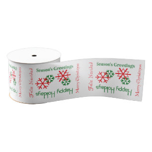 Gros-grain Joyeux Noël, Feliz Navidad Texte Ruban cadeau
