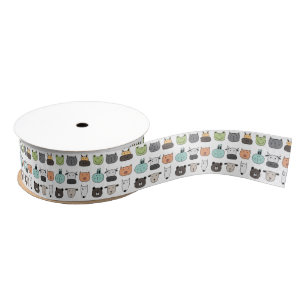 Gros-grain Largeur du ruban 1,5 po - Visages animaux