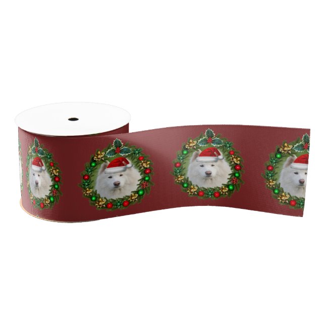 Gros-grain Noel Chien Samoyé 2" Ruban Grosgrain (Bobine)