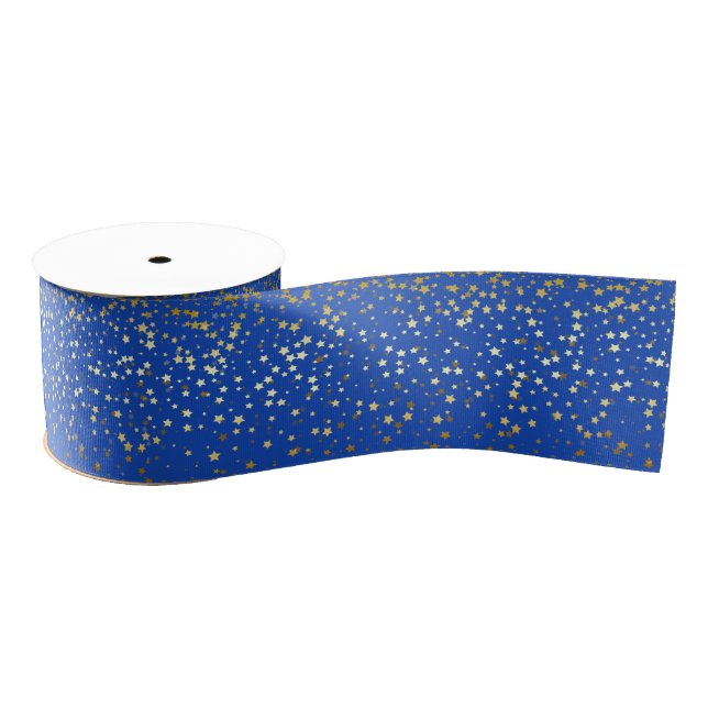 Gros-grain Petite étoile d'or Ruban Royal bleu (Bobine)