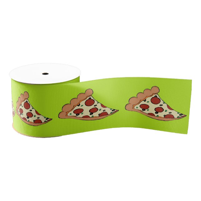 Gros-grain Pizza vert citron tranches carrelé ruban (Bobine)