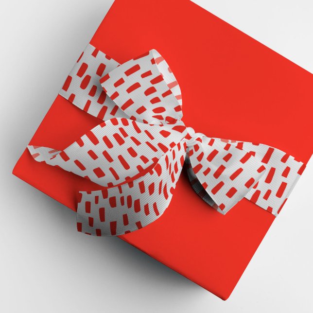 Gros-grain Points blancs et rouges Ruban Grosgrain (Bright red on white dashing dots ribbon.)