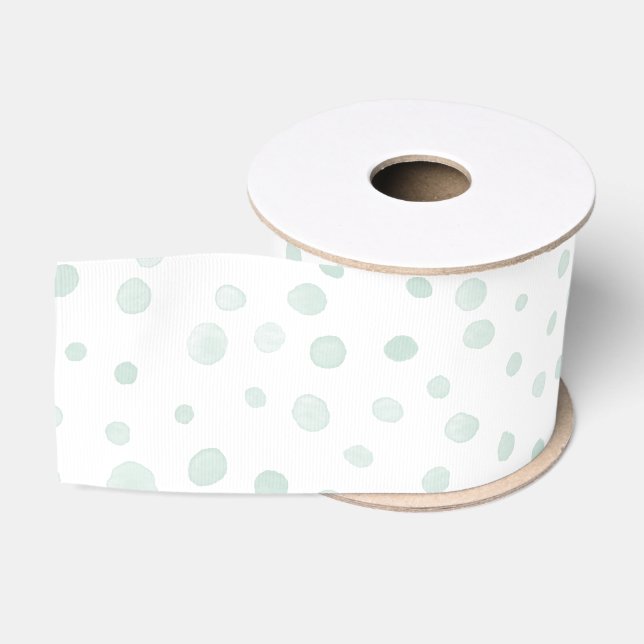 Gros-grain Points d'aquarelle Confetti de menthe Ruban (Bobine)