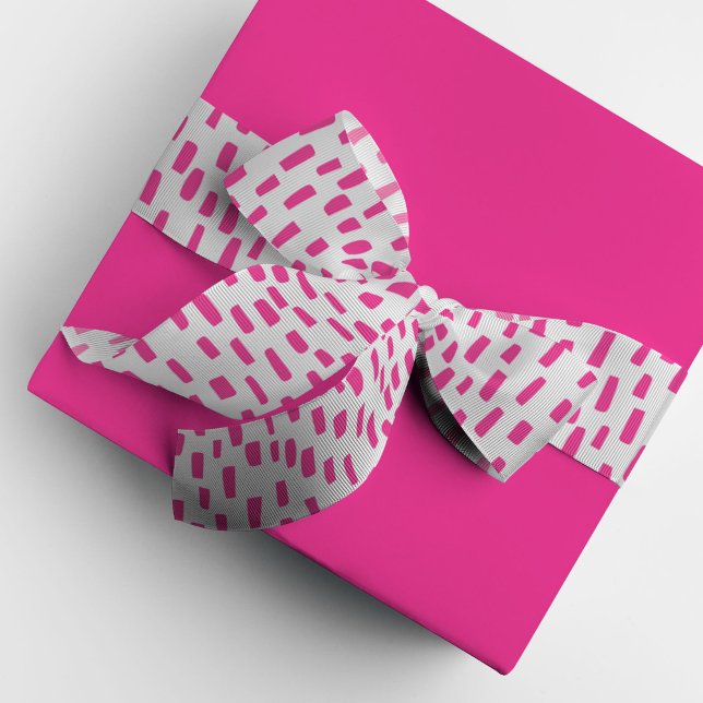 Gros-grain Points de lavage blanc et rose Ruban Grosgrain (Bright pink on white dashing dots ribbon.)