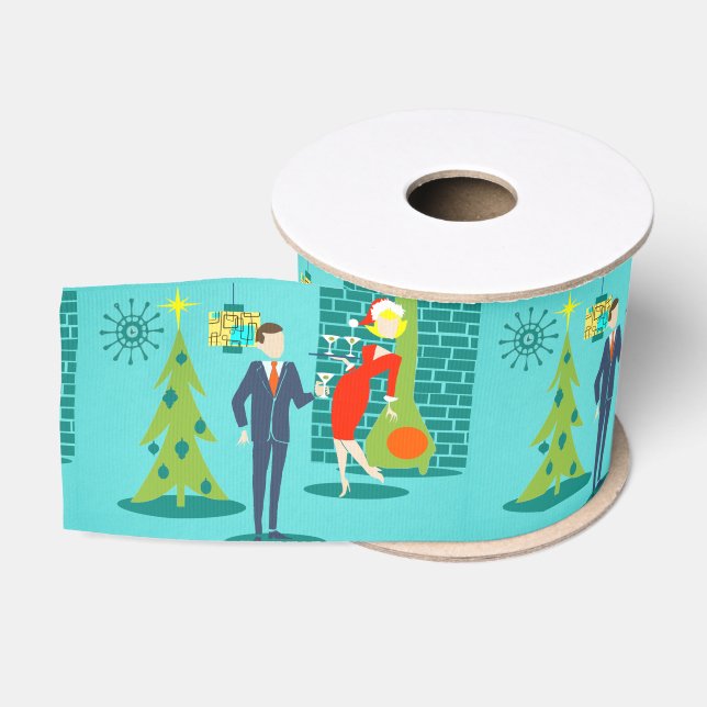 Gros-grain Rétro ruban de Noël de couples de bande dessinée (Bobine)