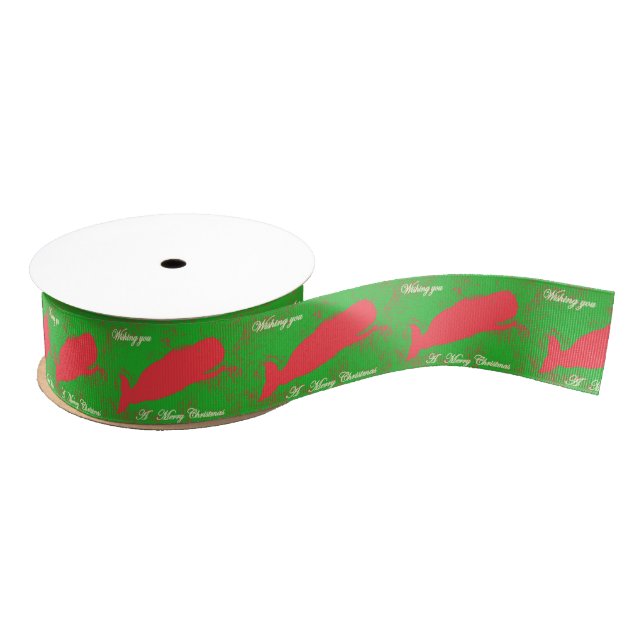 Gros-grain rorqual rouge joyeux ruban de noël (Bobine)