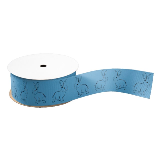 Gros-grain Ruban 1.5ins - Lapins bleus (Bobine)