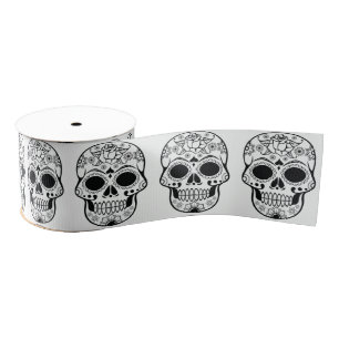 Gros-grain Ruban 3ins de largeur - Crânes de poussins rocheux