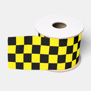 Gros-grain Ruban à carreaux noir et jaune pour course automob