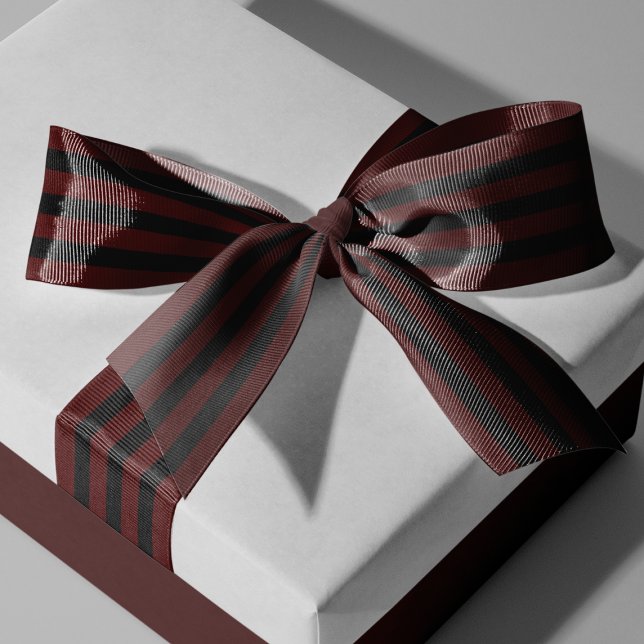 Gros-grain Ruban à grains rayés rouges et noirs (Red and Black Striped Grosgrain Ribbon)