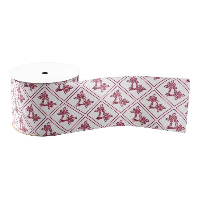 Gros-grain Ruban à motif floral rouge (Bobine)