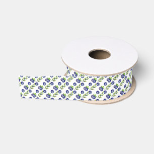 Gros-grain Ruban à motif myrtille aquarelle