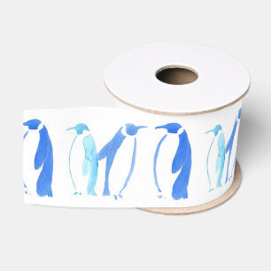 Gros-grain Ruban bleu de pingouins
