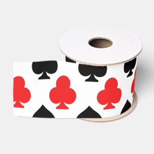 Gros-grain Ruban Cartes à Jouer Casino Trèfles et Piques