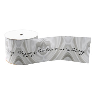 Gros-grain Ruban Coeurs d'argent Heureuse Sainte-Valentin