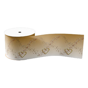 Gros-grain Ruban Coeurs d'or de la Saint-Valentin