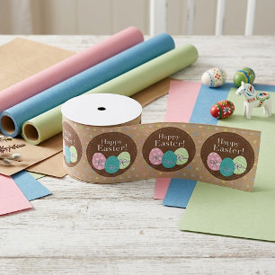 Gros-grain Ruban de Cadeau de Pâques Œufs Points Joyeux