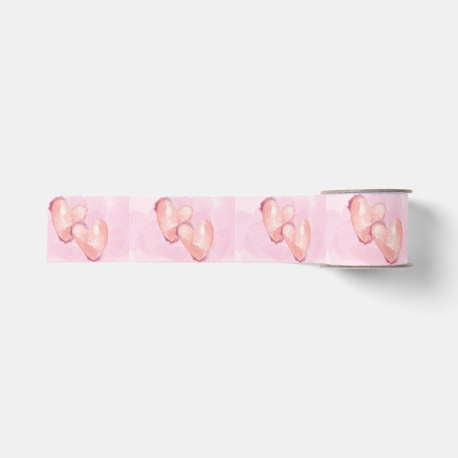 Gros-grain Ruban de coeurs roses pour cadeau de mariage Saint (Devant)