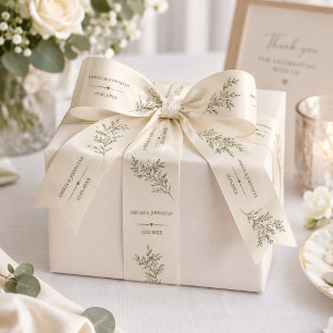 Gros-grain Ruban de mariage minimaliste Olive Branch avec nom