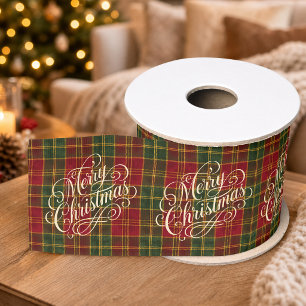 Gros-grain Ruban de Noël à carreaux tartan classique Joyeux N