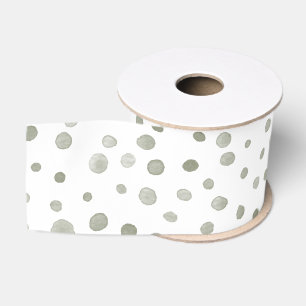 Gros-grain Ruban de points d'aquarelle Sage Confetti