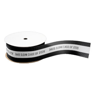 Gros-grain Ruban de remise de diplôme personnalisé Noir Bla