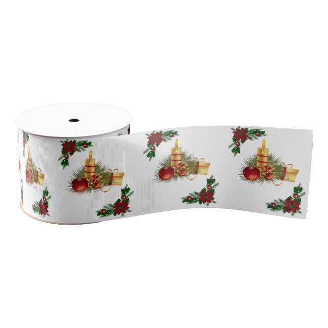 Gros-grain Ruban décoratif de Noël, Bougie de Noël (Bobine)