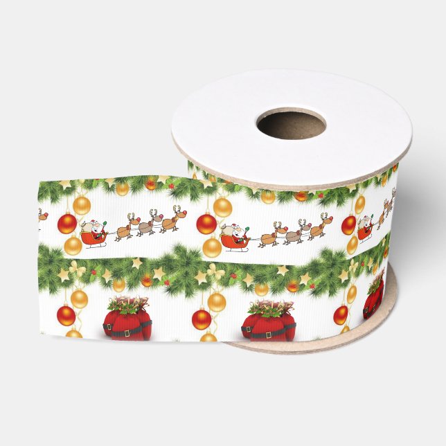 Gros-grain Ruban décoratif de Noël, Père Noël (Bobine)