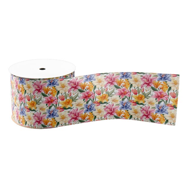 Gros-grain Ruban d'impression florale (Bobine)