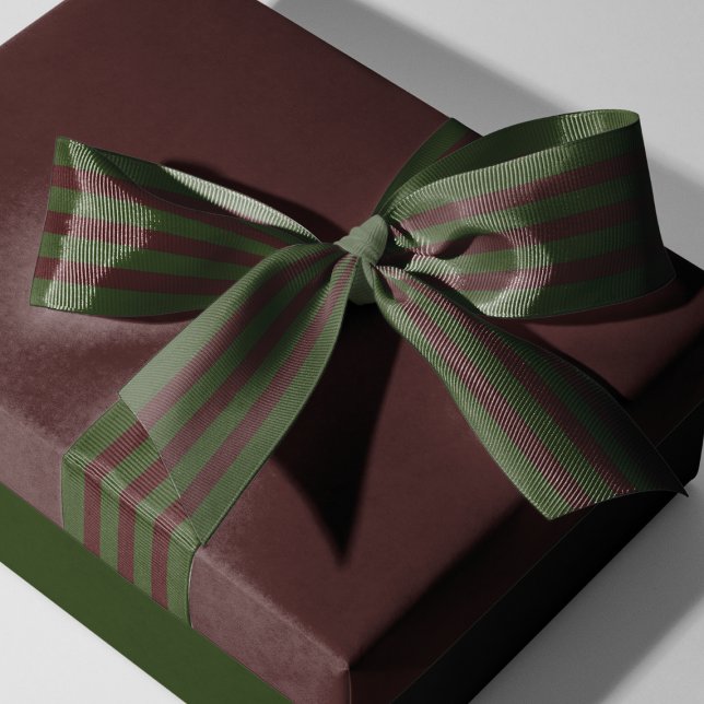 Gros-grain Ruban Festif Rouge vert rayé (Festive Red Green Striped Grosgrain Ribbon)