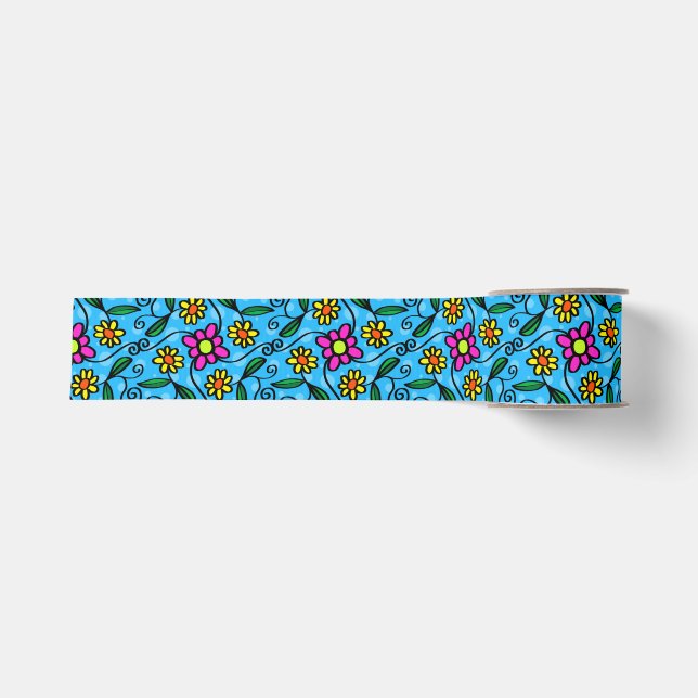 Gros-grain Ruban Floral Abstrait (Devant)