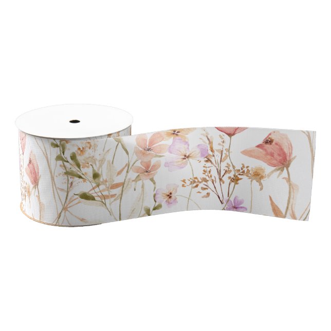 Gros-grain Ruban floral Boho fleur sauvage (Bobine)
