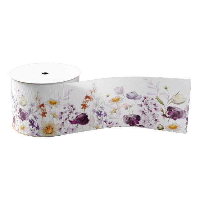 Gros-grain Ruban floral Fleur d'amour (Bobine)