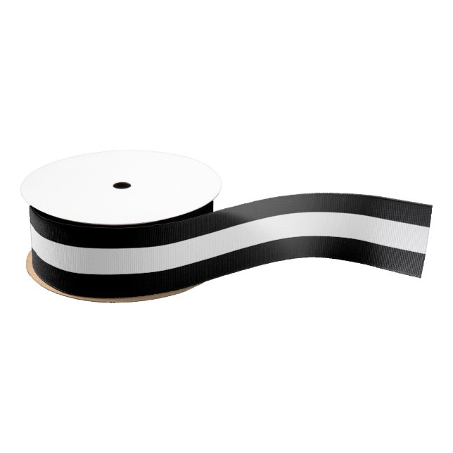 Gros-grain Ruban Gris Gris Noir Et Blanc Simple (Bobine)