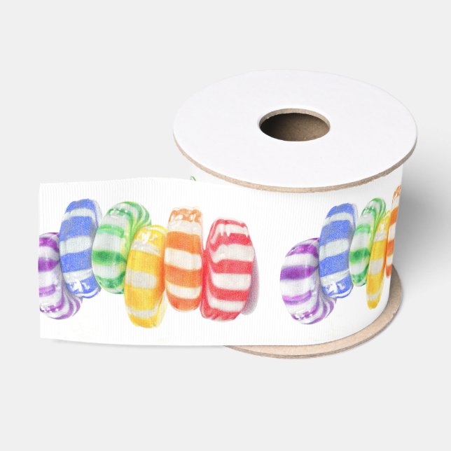 Gros-grain RUBAN GROSGRain 3" de large CANDY ARC-EN-CIEL (Bobine)