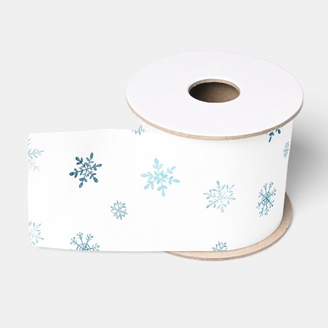 Gros-grain Ruban Grosgrain Flocons de Neige Aquarelle (Bobine)