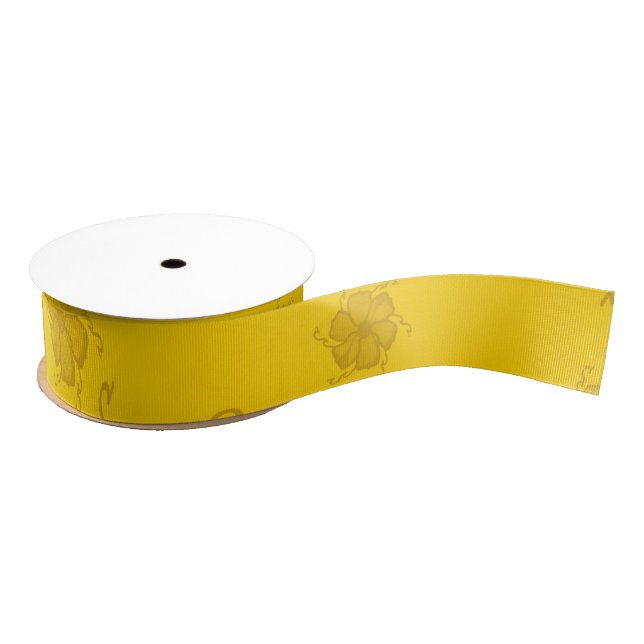 Gros-grain Ruban Grosgrain monochrome FTF en jaune (Bobine)